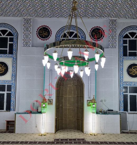 1,5-метровая люстра мечети с 22 лампочками и зеленой надписью