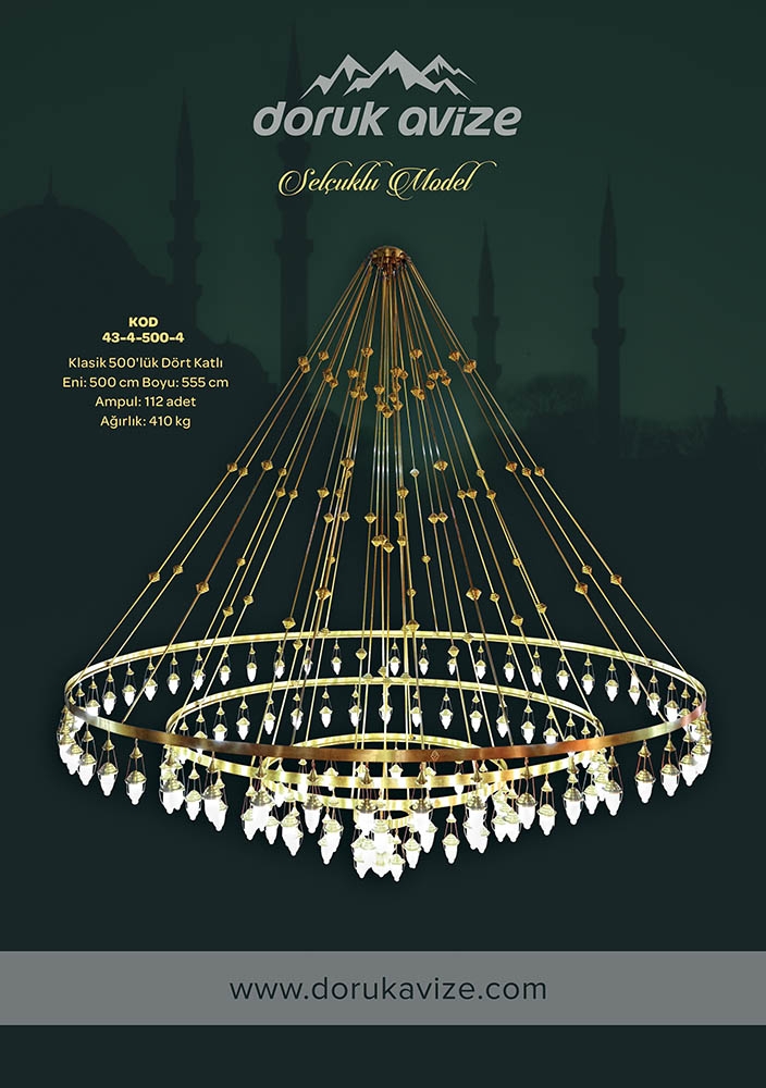 500 (Durchmesser) 4 Stufen 112 Glühbirne mittel Selchuk Modell Kronleuchter