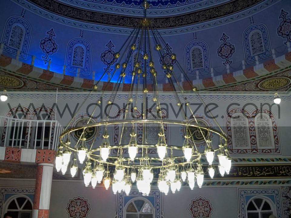 Osmanlı model cami avizesi  1,5 metre 23 ampul klasik cami avizesi