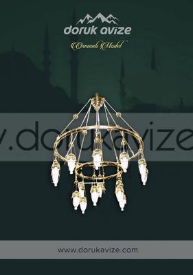 Ottoman model 1 meter 2 stage 16 bulbs classic mosque chandelier